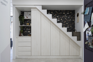 White ash understairs storage with built in drawers