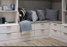 Avon white ash fitted living room furniture in Erdington showroom