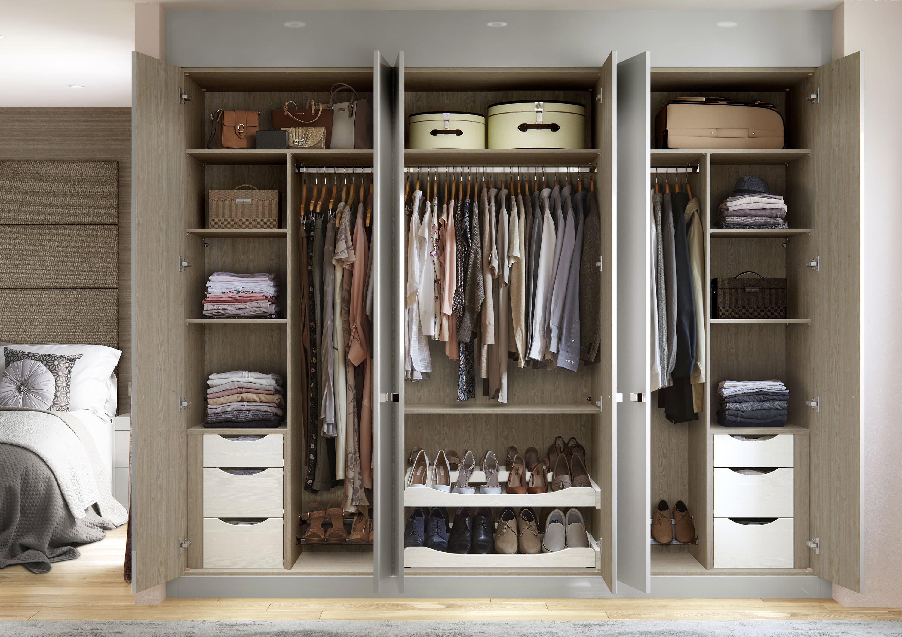 Elkin Fitted Wardrobes with Doors Open