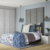 Libretto fitted bedroom furniture in light grey finish