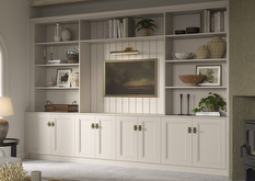 Cliveden fitted living room furniture in light praline finish