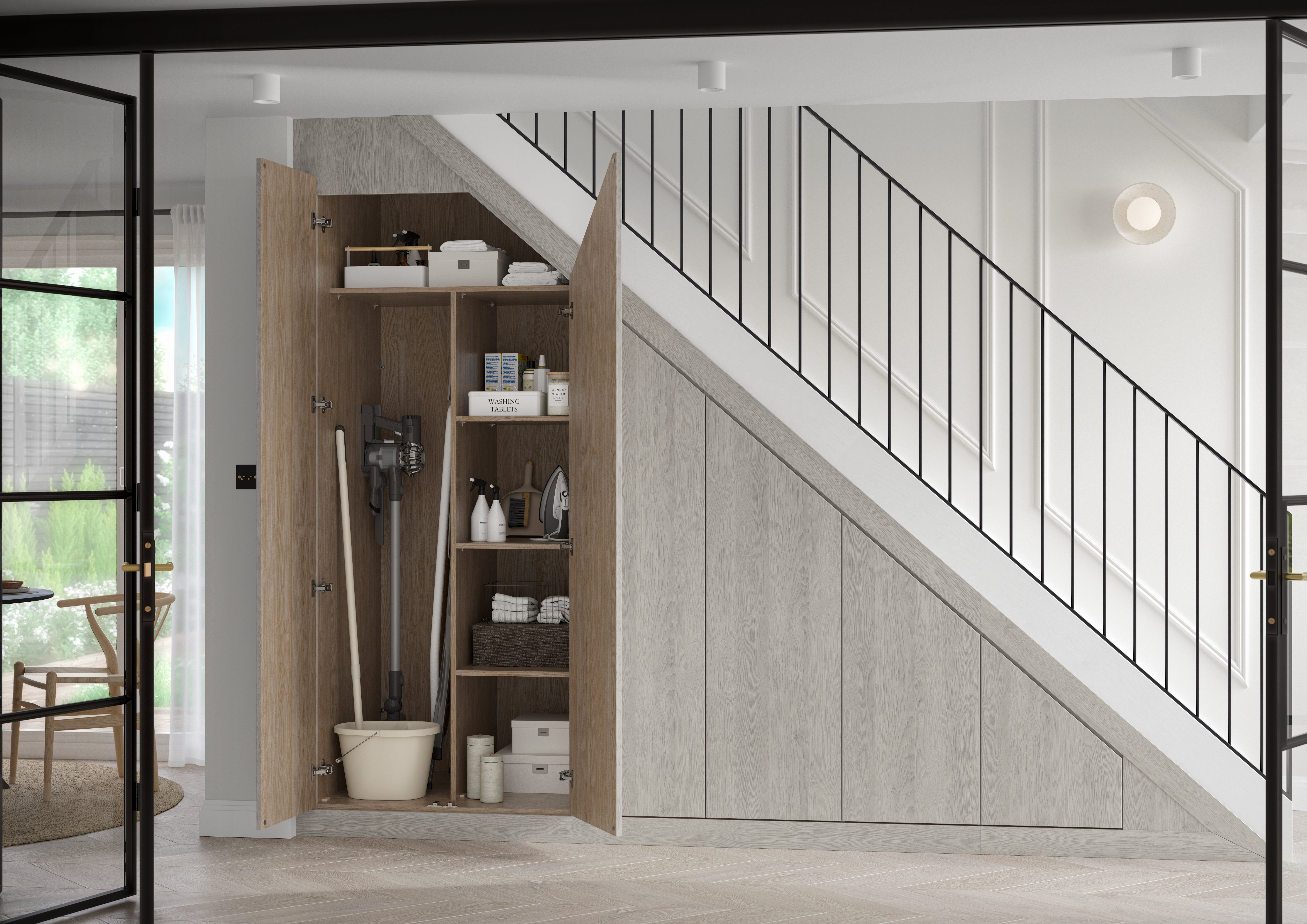 Grey understairs fitted storage
