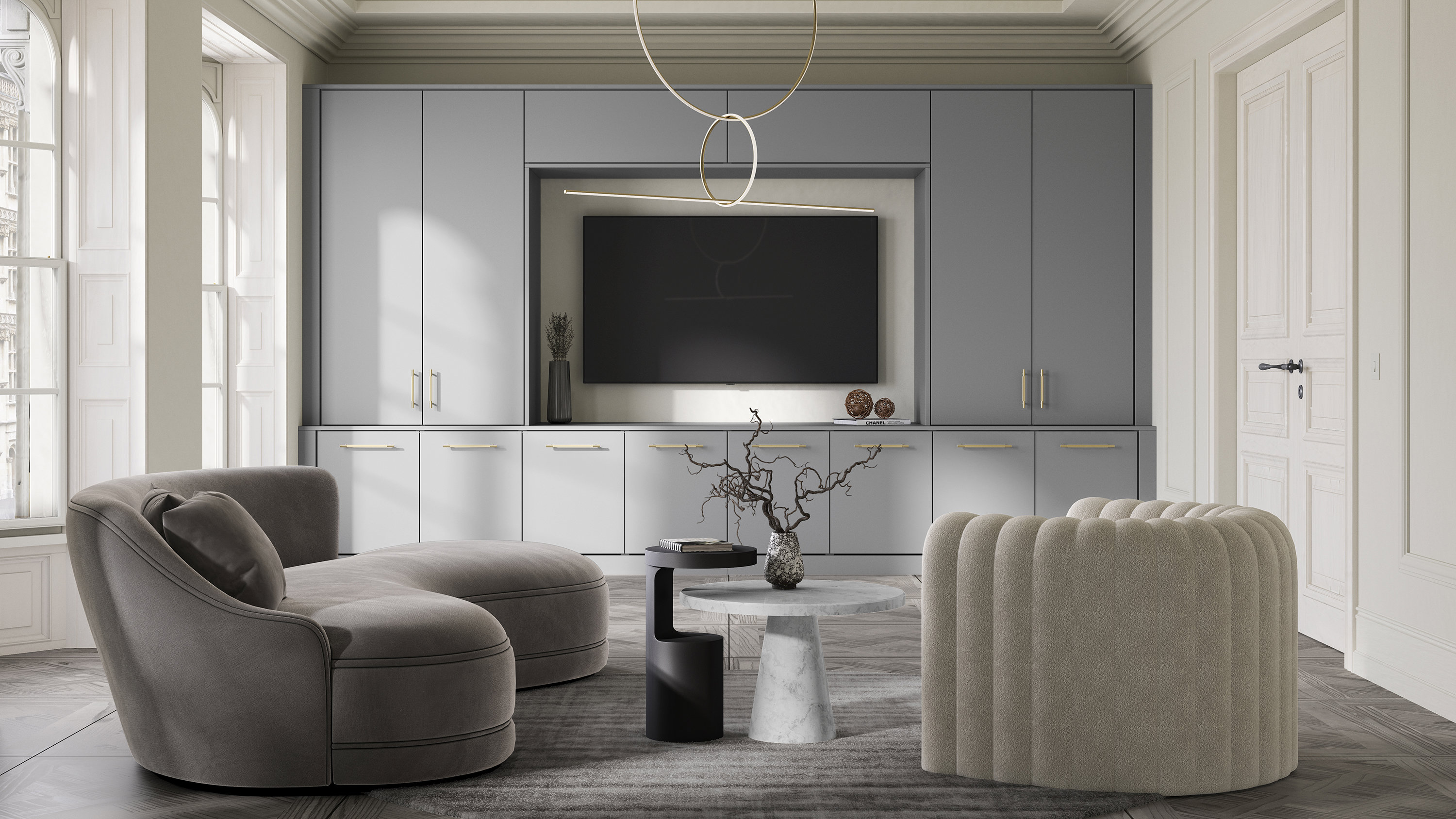 Aspen silver grey tv unit