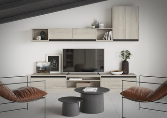 Linje driftwood fitted living room storage