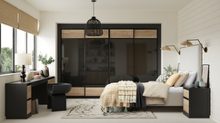 sliding noir wardrobe doors with tuscan oak