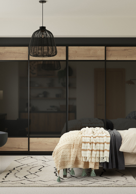 sliding noir wardrobe doors with tuscan oak