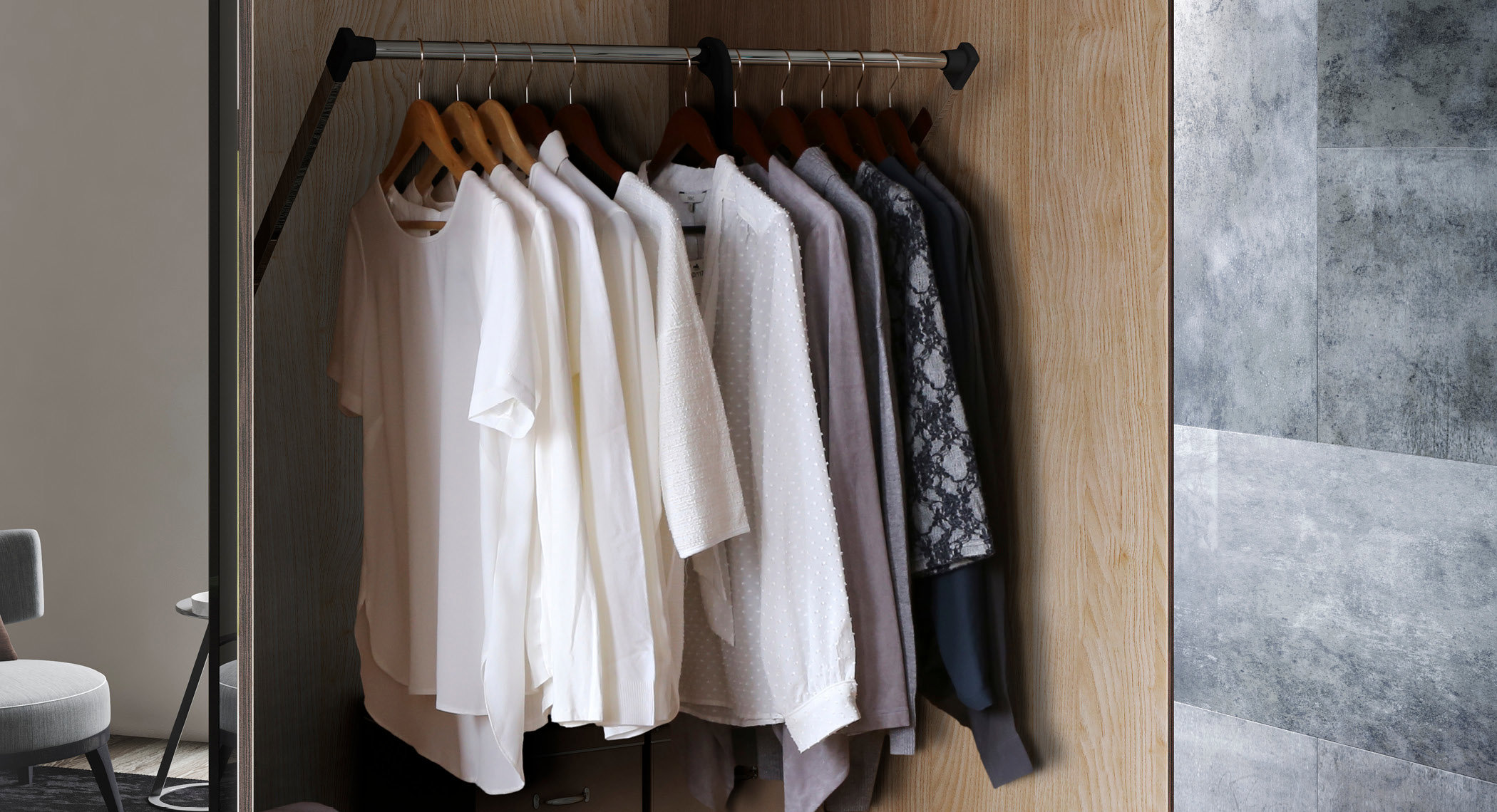 Wardrobe counter balance mechanism