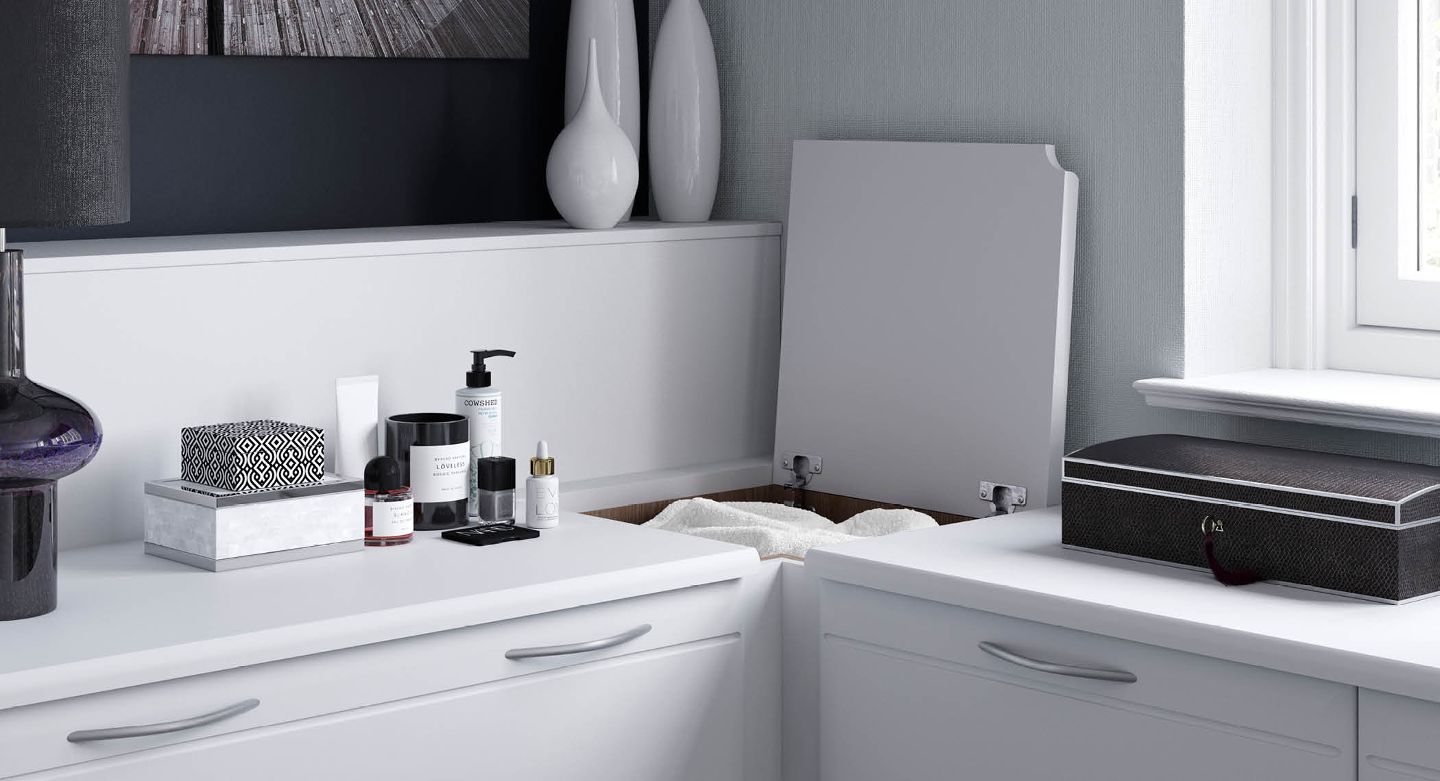 Corner linen bin storage solution