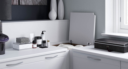 Corner linen bin storage solution