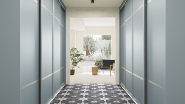 sliding fitted doors in fjord blue