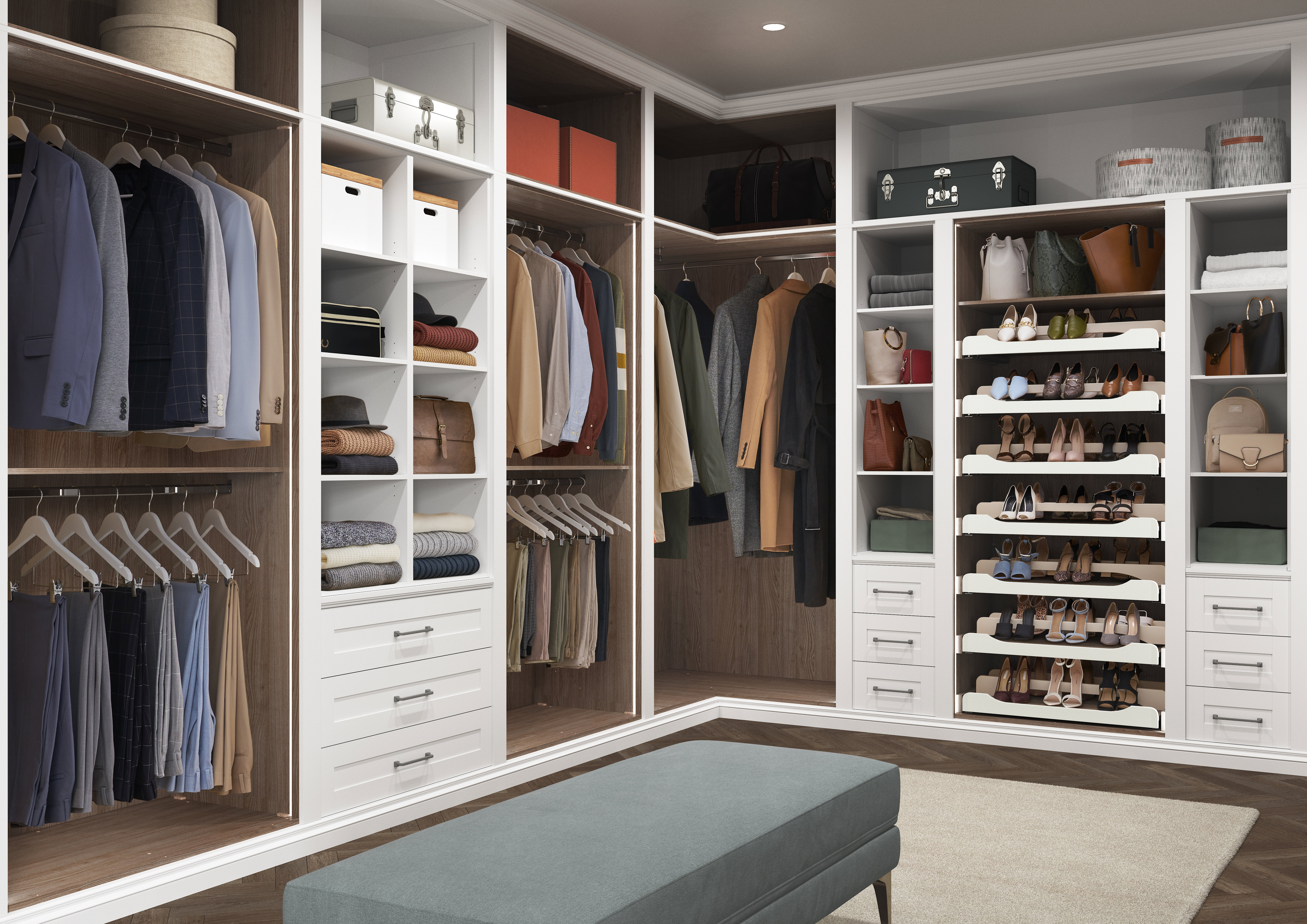 Langton white bedroom walk in wardrobe interior