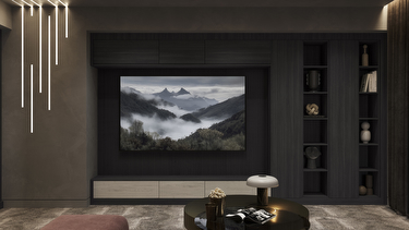 Aspen anthracite and driftwood fitted cinema living room storage