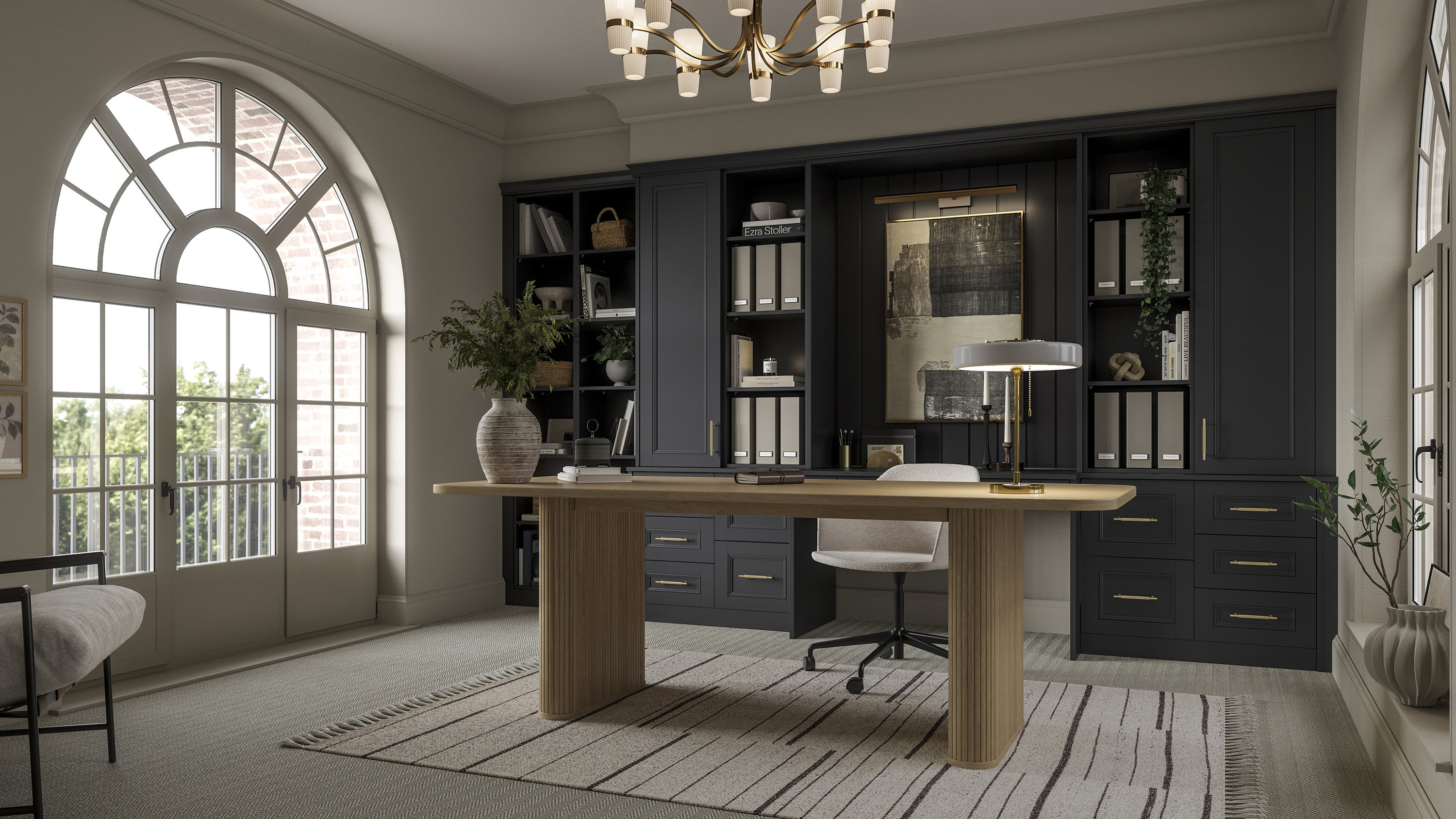 Cliveden charcoal fitted office with dark classic cabinetry